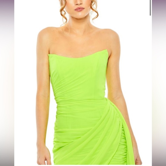 NWT Ieena for Mac Duggal 56005 Draped Skirt Strapless Corset Dress Lime Sz 8 - Picture 2 of 15